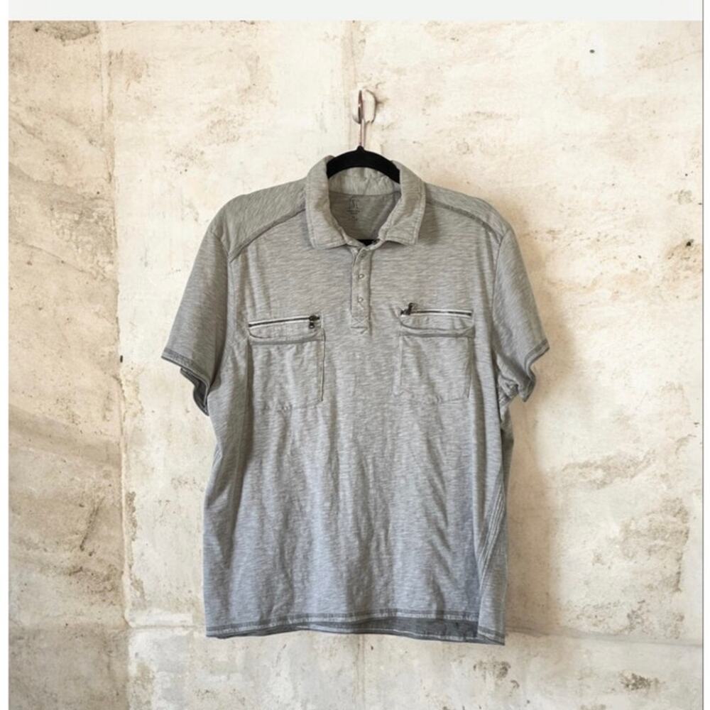INC International Concepts 100% Cotton Men's XL White Gray Polo Shirt